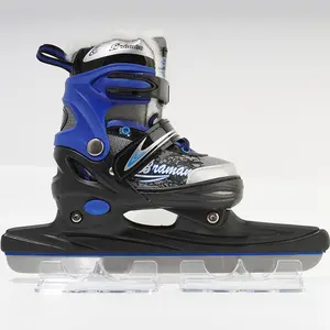 Preço direto da fábrica OEM personalizado alta resistência aço Ice Blade Speed Skating Shoes ajustável crianças skate no gelo sapatos