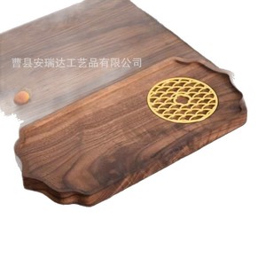 Wooden Sunflower <b>Tea</b> <b>Tray</b> Black Walnut Irregular Shape Heat Resistant For Kung Fu <b>Tea</b> Ceremony Home Use - Product Image 5