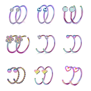 Non Tarnish Hypoallergenic Jewelry Faux Piercing Jewelry Stainless Steel <strong>Lip</strong> Septum Piercing Hoop Nose Ring - Product Image 4