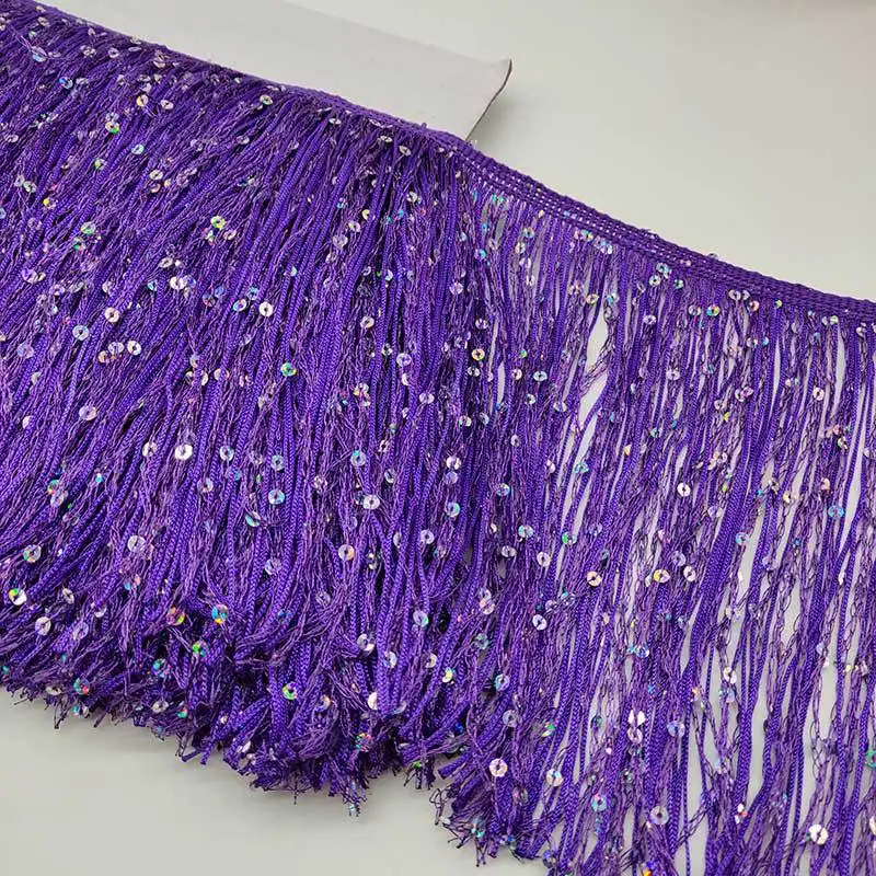 Grosir rumbai panjang 20cm pinggiran payet Macrame bordir untuk renda dekorasi tari
