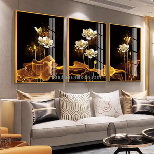 Venta caliente pintura flores doradas Naturaleza muerta decoración abstracta para el hogar <span class=keywords><strong>arte</strong></span> de pared de salón pinturas de flores modernas - Product Image 4