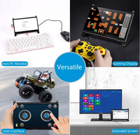 Monitor Táctil IPS DF de 7 Pulgadas con Altavoz, Resolución 1024x600, Pantalla Táctil Capacitiva de 10 Puntos, Interfaz USB, Negro, Raspberry Pi 4 Usado