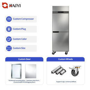 Commercial Kitchen <b>Refrigerator</b> Chiller Vertical Kitchen Freezer with Casters Two Door Kitchen Fridge for Food Storage - Product Image 6