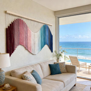 Décoration tissée, décoration statement, couleur dégradée, velours, franges, macramé, installation pour salles à manger baroques de luxe - Product Image 2