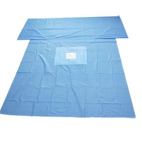 Paquet stérile médical bleu d'hôpital jetable chirurgical de robe de tissu non-tissé avec le trou