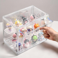 Boîte de présentation transparente empilable sur mesure, boîte de rangement pour jouets anti-poussière, boîte à porte magnétique, boîte de présentation en acrylique pour figurines