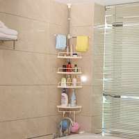 Étagère d'angle murale en acier inoxydable pour douche, résistante à la rouille, avec étagères réglables, sans perçage, pour salles de bain
