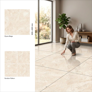 Azulejos de Porcelana Verde Ivory de 600x600 mm, Acabado Brillante Premium, 8 mm, Acabado Nano, para Pisos Comerciales - Product Image 2