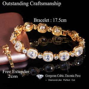 Pulsera de circón cúbico brillante para mujer, Color oro blanco, corte de princesa, regalos para mujer, accesorios de joyería de lujo para invitados de boda - Product Image 6