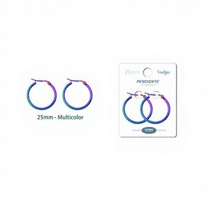 Orecchini a Cerchio Vintage Cotigo in Acciaio Geometrico 25mm Multicolore Placcati Oro con Zirconi in Lega di Rame Regalo per Matrimonio Festa Fidanzamento - Product Image 1