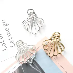 Wholesale Custom Women Fashion Hair Clips Hair Accessories Gold Color Fan Shape Metal Hair Claw