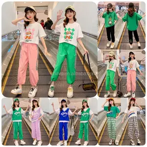 Girls' clothing set, new 2024 high quality cheap price girls' summer set wholesale