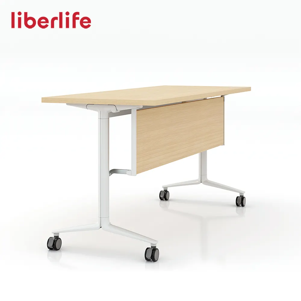 Popular Design Office Metal Quadro Ajustável Flip Top Flipper Folding Training Table com rodízios