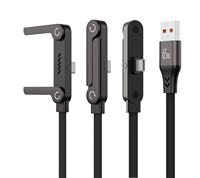 Câble de données 2-en-1 en nylon tressé 240W 1,5M avec support de téléphone rotatif à 360 degrés, type C, écouteurs, charge rapide 3A pour iPhone