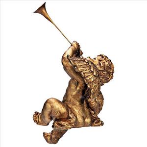 Vendita calda resina oro cimitero angelo statua decorazione esterna con tromba - Product Image 3