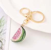 Porte-clés Tranche de Pastèque en Strass, Breloque de Sac en Alliage de Zinc, Mignon Porte-clés de Voiture en Cristal pour Femme, Cadeau