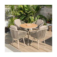 Chaise de salle à manger en rotin plastique et aluminium avec corde, ensemble de meubles table et chaises pour hôtel, restaurant, café, chaise de jardin