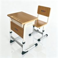 Ensemble de bureau et chaise d'école réglables avec logo personnalisé, boîte à livres perforée, table d'étude à cadre en U, mobilier étudiant robuste