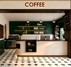 Diseño Interior de Cafetería Vintage, Solución Llave en Mano para Equipamiento de Cafetería, Muebles Personalizados para Barra de Café, Construcción y Renovación de Tiendas Minoristas - Product Image 1