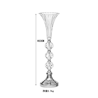 Vase trompette en acrylique doré, centre de table de mariage, support à fleurs en cristal transparent, décoration d'événements