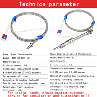 Capteur de température à ressort personnalisé OEM/ODM, thermocouple de compression avec sonde IP43 de 30 mm pour K/E/T/J/PT100/PT1000