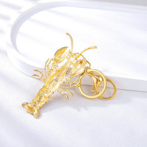 Llavero de Metal Personalizado con Incrustaciones de Diamantes, Diseño de Langosta de Boston, Recuerdo de Animal de Aleación de Moda, Impresión por Transferencia Térmica - Product Image 5