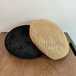 Mujeres señoras fino sólido Natural verano Vintage tejido hecho a mano tejido ahueca hacia fuera ganchillo <span class=keywords><strong>boina</strong></span> Newsboy pintor sombrero - Product Image 3
