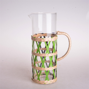 Tazze in vetro naturale ecologico portabicchieri da tè in stile vimini in rattan di colore personalizzato con set di accessori per l'avvolgimento - Product Image 6