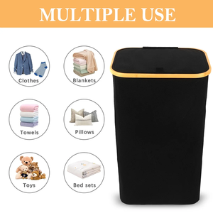 Cesto para <span class=keywords><strong>Ropa</strong></span> <span class=keywords><strong>Sucia</strong></span> con Tapa - Cesto de Lavandería Grande y Delgado de 100L, Contenedor de Almacenamiento para Dormitorio, Cesto para <span class=keywords><strong>Ropa</strong></span> <span class=keywords><strong>Sucia</strong></span> con <span class=keywords><strong>Bolsa</strong></span> para <span class=keywords><strong>Ropa</strong></span> <span class=keywords><strong>Sucia</strong></span> - Product Image 3