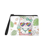 Sac à collation pour animaux de compagnie personnalisable, étanche, décontracté, tendance, porte-monnaie, portefeuille, fermeture éclair, motif chat mignon, portable, pour le shopping
