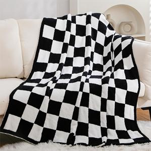 High Quality Super Fluffy Microfiber 50*60" Checkered Jacquard Knitted Eco-Friendly Skin-Friendly All-Season <b>Blanket</b> for Home - Product Image 3