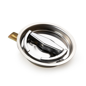 Bouton de meuble industriel encastré en acier inoxydable, poignée plate ronde, surface polie durable - Product Image 1