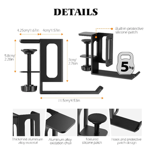 Support de bureau multifonctionnel réglable en métal pour ordinateur portable, manette de jeu, casque de jeu, support de rangement suspendu sur le côté du bureau - Product Image 3