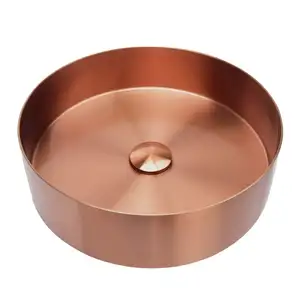 Розовое золото диаметр 380 мм * 110 мм Глубина Матовая нержавеющая сталь столешница умывальник Круглый раковина