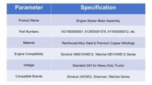 发动机启动电机总成适用于中国重汽潍柴WD615 WD10 WD12 24V重型卡车物流车队维修备件M - Product Image 6