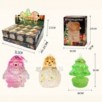 Jouet Squishy en Sucre de Malt de Noël, Arbre de Noël, Bonhomme de Neige, Père Noël, Cube Anti-Stress Pailleté, Vente en Gros