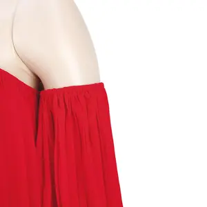 W grande taille 2023 nouveau design en mousseline de soie manches bouffantes sensation suspendue plissée robe double couche pour femmes
