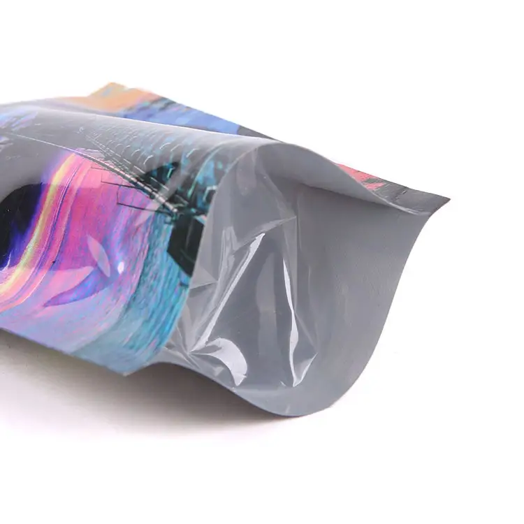 カスタムデザインプリントヒートシールジップロックバッグスタンドアップ包装防臭3.5マイラーホログラフィックバッグ