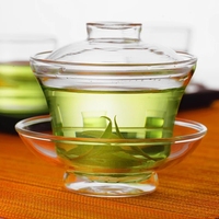 Ensemble de tasses à thé Gaiwan en verre résistant à la chaleur de 150 ml, avec soucoupe et couvercle, pour thé Kungfu