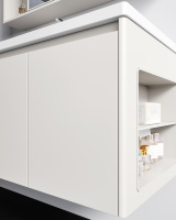 Meuble-lavabo de salle de bain moderne en aluminium et acier inoxydable avec vasque simple et finition miroir