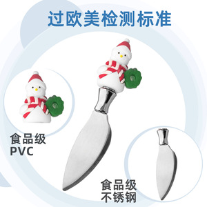 Christmas Snowman Stainless Steel Cutlery Set Butter Knife Cheese Knife Pizza Spatula Party Serving Utensils - Product Image 3