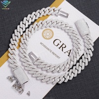 Bijoux hip-hop en gros, collier en diamant VVS de 8 mm, 10 mm, 12 mm, livraison directe, chaîne cubaine en argent glacée, moissanite