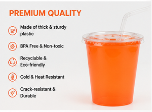 12 Oz <b>Plastic</b> <b>Cup</b> With Lid And Straw Round PP Disposable Beverage <b>Cup</b> For Party Use - Product Image 4