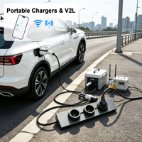 Chargeur EV portable Mode 2 3,5 kW 16 A 240 V EVSE pour véhicule électrique avec déchargeur V2L Type 2 Type 1 GB/T, application intelligente et prise personnalisée