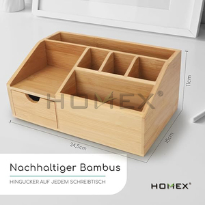 Homex-bsci Nhà Máy | Đa Chức Năng Tre Lưu Trữ Tổ Chức Điều Khiển Từ Xa Hộp Lưu Trữ Tre Tự Nhiên Giữ Tập Tin Chủ Bút - Product Image 5