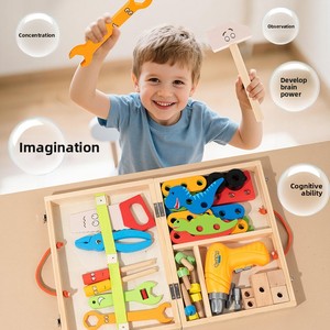 Boîte à <span class=keywords><strong>outils</strong></span> en bois dinosaure pour enfants, <span class=keywords><strong>jouet</strong></span> éducatif Montessori, ensemble de vis et écrous, jeu d'assemblage, <span class=keywords><strong>jouet</strong></span> d'imitation avec emballage - Product Image 2