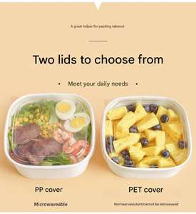 Tazones Cuadrados Personalizados de 360ml-1000ml con Tapas, Platos de Papel para Comida Caliente, para Servicios de Catering y Tiendas de Alimentos - Product Image 4