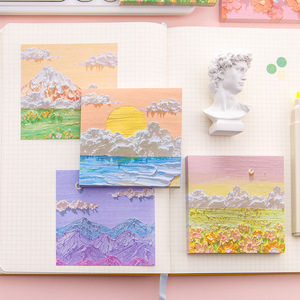 Notas Adhesivas Creativas con Diseño de Pintura <span class=keywords><strong>al</strong></span> Óleo, Tridimensionales, de Alta Pigmentación, Autoadhesivas, Reutilizables, para Recompensas, Mensajes y Notas para Estudiantes - Product Image 2
