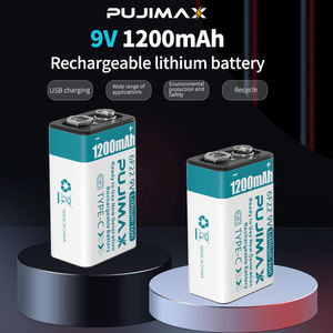 Batteries lithium-ion PUJIMAX 1200mAh, batterie Li-ion USB, batterie rechargeable 9V pour détecteurs de fumée avec câble de charge - Product Image 3