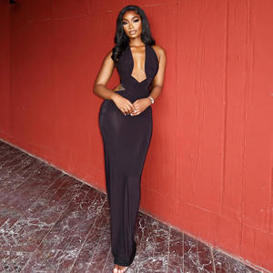 Da donna Sexy con collo <span class=keywords><strong>scollato</strong></span> con scollo <span class=keywords><strong>scollato</strong></span> senza maniche e senza spalline <span class=keywords><strong>aderente</strong></span> <span class=keywords><strong>aderente</strong></span> alla moda abito Maxi da discoteca da donna - Product Image 3